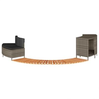 Hottub-ombouw poly rattan massief acaciahout grijs