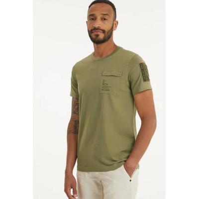 Short sleeve r-neck cotton elastan deep lichen gre