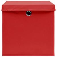 Opbergboxen met deksel 10 st 28x28x28 cm rood - thumbnail
