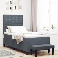 Boxspring Bed met Matras & Bank Donkergrijs 100x200 cm Velvet - thumbnail