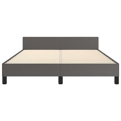 Bedframe met hoofdbord kunstleer grijs 140x200 cm