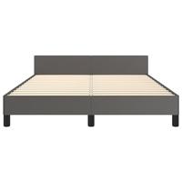 Bedframe met hoofdbord kunstleer grijs 140x200 cm - thumbnail