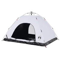Tent 4-persoons snelontgrendeling verduisterende stof wit - thumbnail