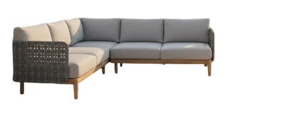 Kolbe corner lounge set light grey steel/braided anthracite/teak look Eurofar - Eurofar