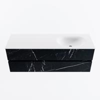 MONDIAZ VICA 140cm badmeubel onderkast Marquina 2 lades. Wastafel MOON rechts 1 kraangat, kleur Talc. - thumbnail