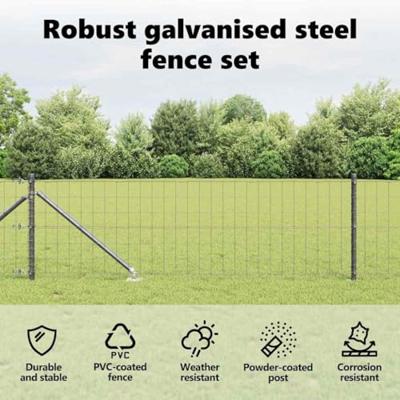 VidaXL Hek met paal grijs 0,8 x 10 m staal en pvc