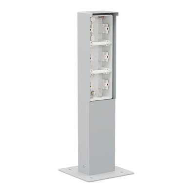 Niko Hydro Tuinpaal Grijs met drie inbouwdozen en grondplaat 700-36930