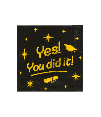 Classy Servetten Yes You Did It Zwart/Goud (16st)