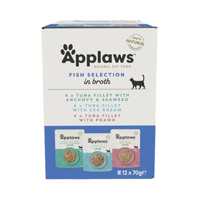 APPLAWS Fish selection multipack in broth - nat kattenvoer - 12x70g