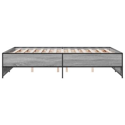 Bedframe bewerkt hout metaal grijs sonoma eiken 200x200 cm