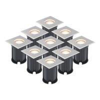 Set van 9 grondspots - RVS - vierkant - 2700K warm wit - GU10 fitting - IP65 Waterdicht - 3 jaar garantie - dimbaar - tuinverlichting - thumbnail