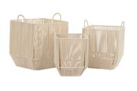 Mandenset DKD Home Decor Beige Metaal Katoen (3 Onderdelen) (37 x 37 x 45 cm) - thumbnail