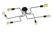 Lucide LESTER - Plafonnière - 6xE27 - Zwart - thumbnail