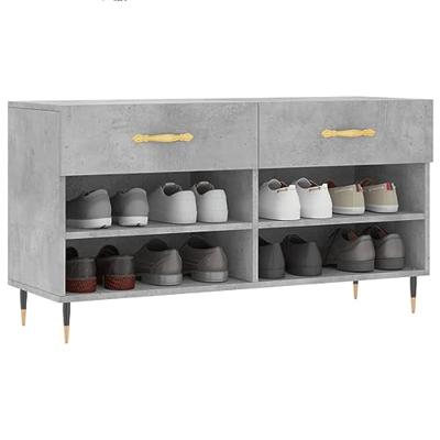 VidaXL Schoenenbank 102x35x55 cm bewerkt hout betongrijs