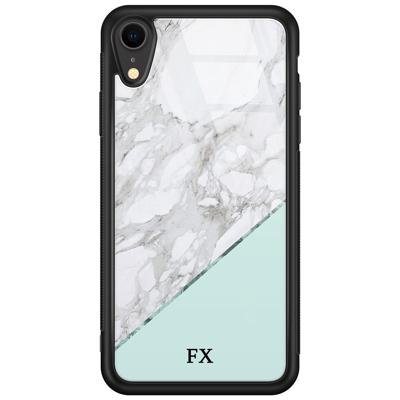iPhone XR glazen hoesje ontwerpen - Marmer blauw