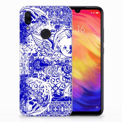 Silicone Back Case Xiaomi Redmi Note 7 Pro Angel Skull Blauw