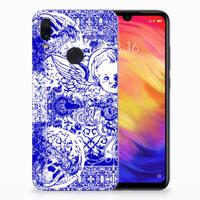 Silicone Back Case Xiaomi Redmi Note 7 Pro Angel Skull Blauw - thumbnail