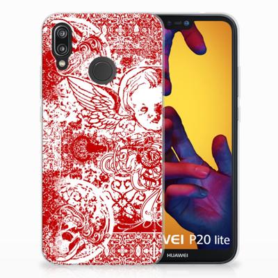 Silicone Back Case Huawei P20 Lite Angel Skull Rood Silicone Back Case Huawei P20 Lite Angel Skull Rood