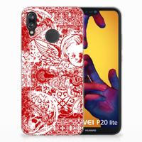 Silicone Back Case Huawei P20 Lite Angel Skull Rood - thumbnail