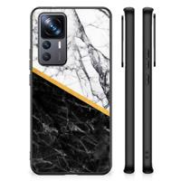 Xiaomi 12T | 12T Pro Marmeren Print Telefoonhoesje Marmer Wit Zwart - Origineel Cadeau Man - thumbnail