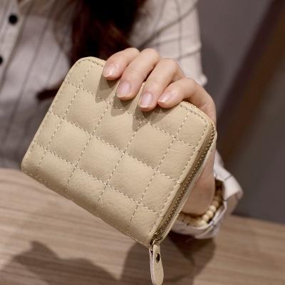 Vrouwen korte rits schattig Coin Purse mini portemonnee (beige)
