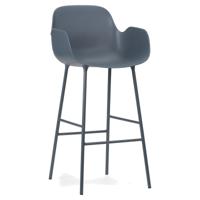 Normann Copenhagen Form barkruk H75 met armleuning Blue vierpoot staal - thumbnail