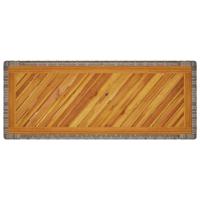 Tuinbijzettafel met houten blad 100x40x75 cm poly rattan grijs - thumbnail