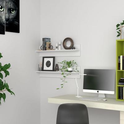 Wandschappen 2 st 80x11,5x18 cm bewerkt hout wit Wandschappen 2 st 80x11,5x18 cm bewerkt hout wit