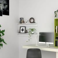 Wandschappen 2 st 80x11,5x18 cm bewerkt hout wit - thumbnail