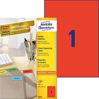 Etiket Avery Zweckform 3470 210x297mm A4 rood 100stuks - thumbnail