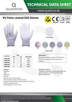 Quadrios ESD-handschoen Maat: S Polyamide, Polyurethaan Quadrios ESD-handschoen Maat: S Polyamide, Polyurethaan