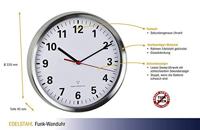 TFA Dostmann 60.3529.02 Wandklok Zendergestuurd 22 cm x 4.5 cm Aluminium Slepend uurwerk (geluidsloos), Energiebesparingsfunctie - thumbnail