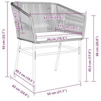 Tuinstoelen 2 st met kussens poly rattan grijs - thumbnail