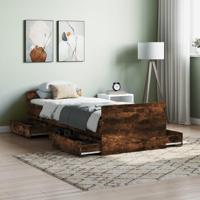 Bedframe met hoofd- en voeteneinde gerookt eiken 75x190 cm - thumbnail