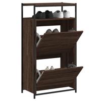 Schoenenkast 60x34x112 cm bewerkt hout bruineikenkleurig - thumbnail