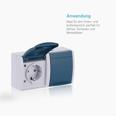 ABB 2CKA002084A0720 Geaard stopcontact IP44 Blauw-groen, Grijs-wit (RAL 7035)