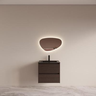 Badmeubelset BWS Riga met Asia Wastafel Zwart 60 cm Bruin Eiken