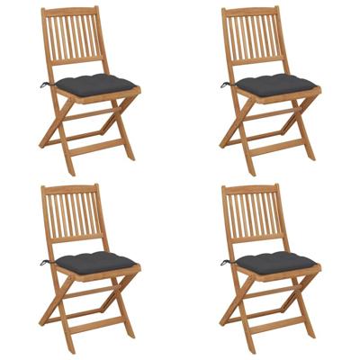 Tuinstoelen 4 st inklapbaar met kussens massief acaciahout