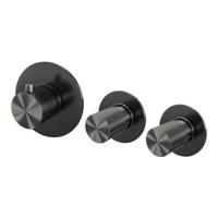 Gunmetal Carving inbouwthermostaat met stopkranen en afbouwdelen gunmetal PVD geborsteld - thumbnail