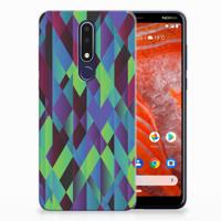 Nokia 3.1 Plus TPU Hoesje Abstract Green Blue - thumbnail
