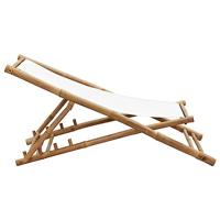 Tuinstoel bamboe en canvas - thumbnail