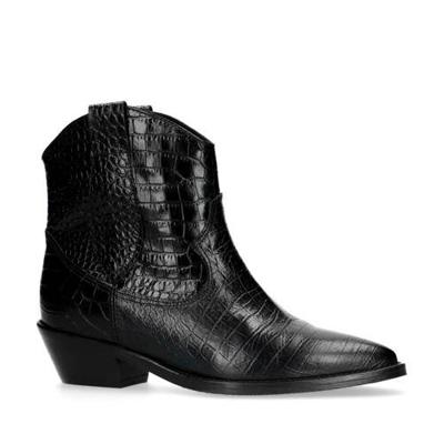 Manfield leren cowboylaarzen crocoprint zwart Manfield leren cowboylaarzen crocoprint zwart