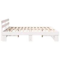 Bedframe met hoofdeinde Wit 200 x 200 cm Massief grenenhout - thumbnail