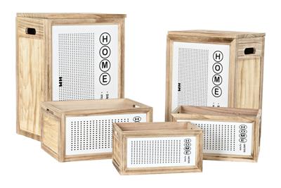 Wasmand DKD Home Decor Natuurlijk Paulownia hout (40 x 30 x 55 cm) (5 Onderdelen)