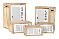 Wasmand DKD Home Decor Natuurlijk Paulownia hout (40 x 30 x 55 cm) (5 Onderdelen) - thumbnail