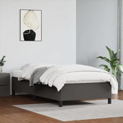 Bedframe kunstleer grijs 90x200 cm