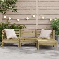 Tuinbank 3-zits met voetenbank geïmpregneerd hout wasbruin - thumbnail