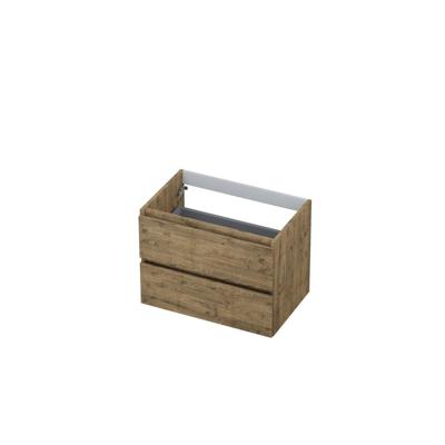 INK - Onderkast 2 Laden Greeploos met Houten Keerlijst - 700x450x520 Mm - Naturel Eiken