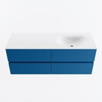 MONDIAZ VICA 130cm badmeubel onderkast Jeans 4 lades. Wastafel MOON rechts 1 kraangat, kleur Talc. - thumbnail