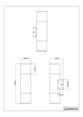 Trio Wand lampHoosic 2-lichts 33cm bruin - 222260224